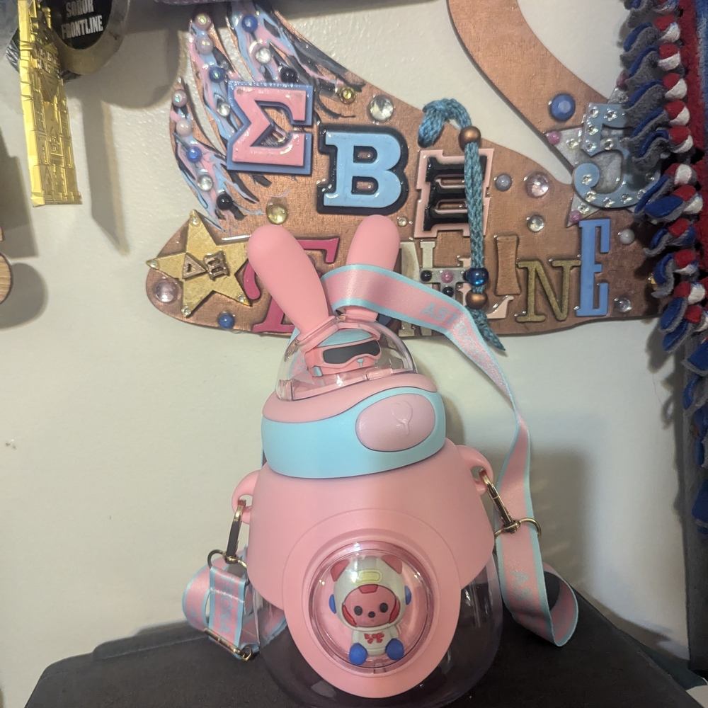 Cute Pink and Blue Kids Bunny Water Bottle
